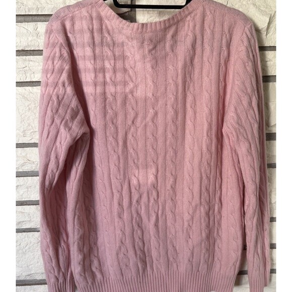 100% Cashmere Womens Light Pink Cable Knit Pullover Sweater XL Preppy Money - Picture 4 of 4